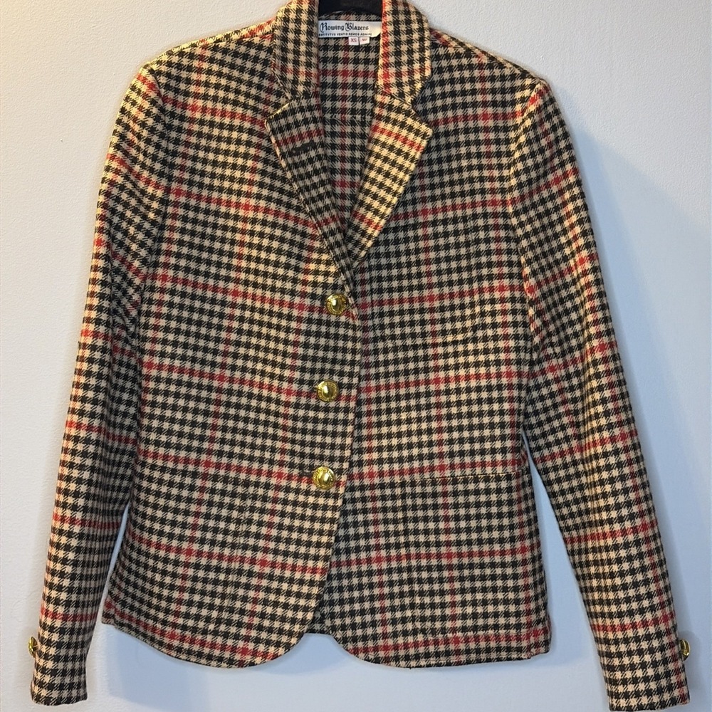 Rowing Blazers Tweed Herringbone Gun Check Preppy 100% Wool XS Womens‎ Blazer